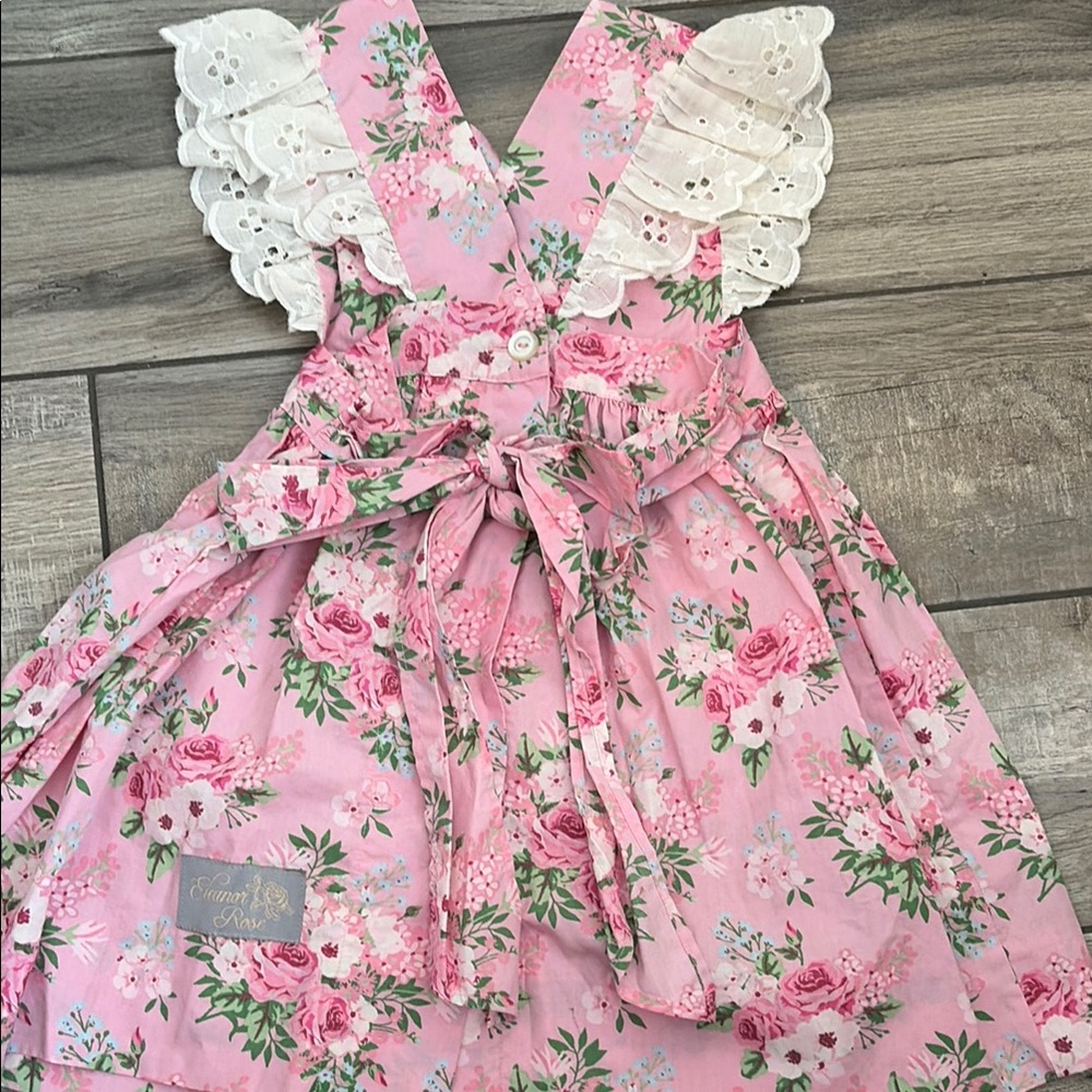 Eleanor Rose Pink Floral Ruffle-Sleeve Girls Dress size 3-4T - Picture 3 of 4